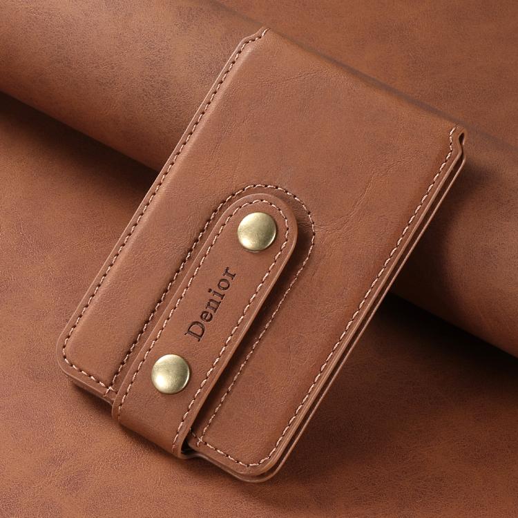 Denior V09 Magsafe Wallet Retro Texture Leather Magnetic Phone Holder Card Bag(Brown) - Adhesive Card Holders by Denior | Online Shopping UK | buy2fix