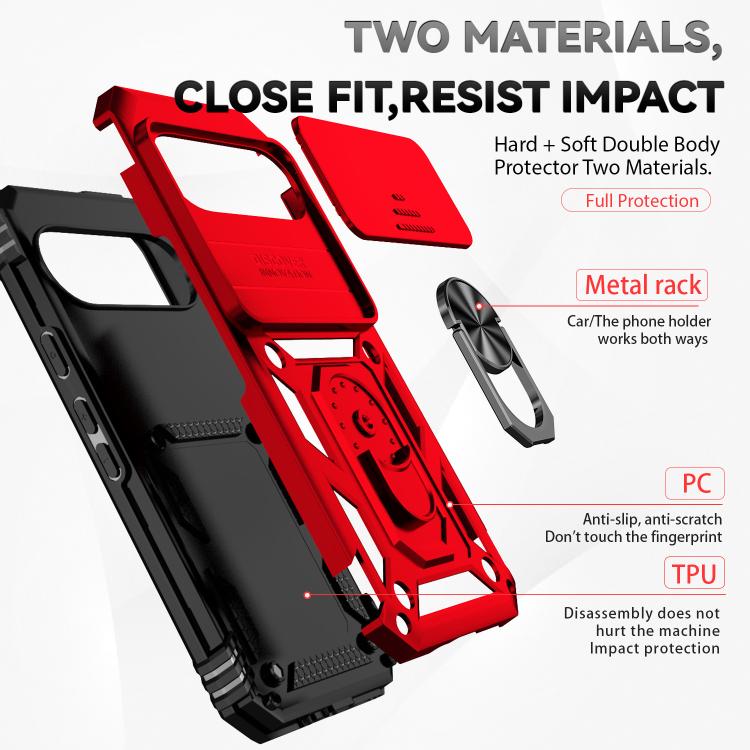 For Google Pixel 10 Pro Sliding Camshield Holder Phone Case(Red) - Google Cases by buy2fix | Online Shopping UK | buy2fix