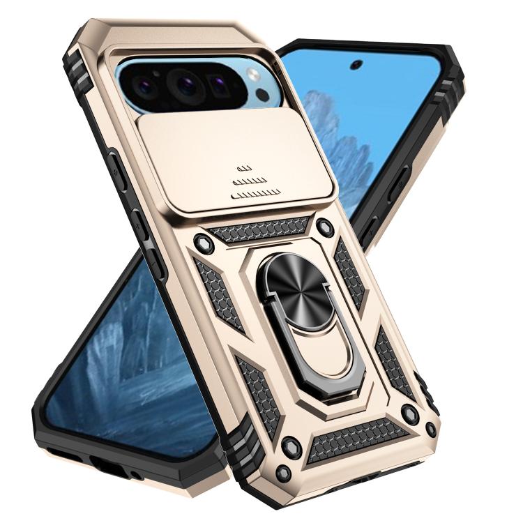 For Google Pixel 10 Pro Sliding Camshield Holder Phone Case(Gold) - Google Cases by buy2fix | Online Shopping UK | buy2fix