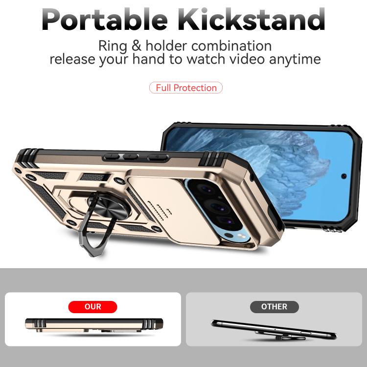For Google Pixel 10 Pro Sliding Camshield Holder Phone Case(Gold) - Google Cases by buy2fix | Online Shopping UK | buy2fix