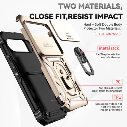 For Google Pixel 10 Pro Sliding Camshield Holder Phone Case(Gold) - Google Cases by buy2fix | Online Shopping UK | buy2fix