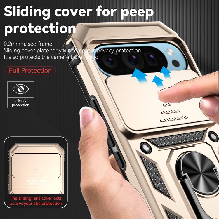 For Google Pixel 10 Pro Sliding Camshield Holder Phone Case(Gold) - Google Cases by buy2fix | Online Shopping UK | buy2fix