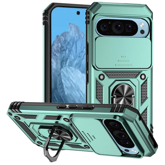 For Google Pixel 10 Pro Sliding Camshield Holder Phone Case(Green) - Google Cases by buy2fix | Online Shopping UK | buy2fix