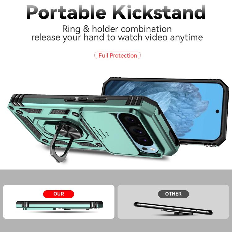 For Google Pixel 10 Pro Sliding Camshield Holder Phone Case(Green) - Google Cases by buy2fix | Online Shopping UK | buy2fix