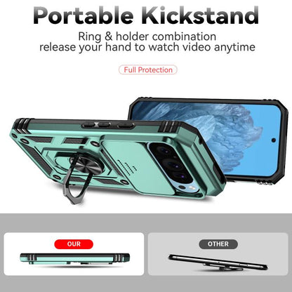For Google Pixel 10 Pro Sliding Camshield Holder Phone Case(Green) - Google Cases by buy2fix | Online Shopping UK | buy2fix