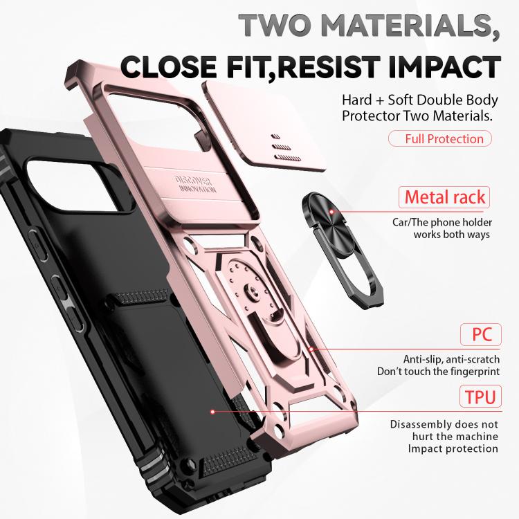 For Google Pixel 10 Pro Sliding Camshield Holder Phone Case(Rose Gold) - Google Cases by buy2fix | Online Shopping UK | buy2fix