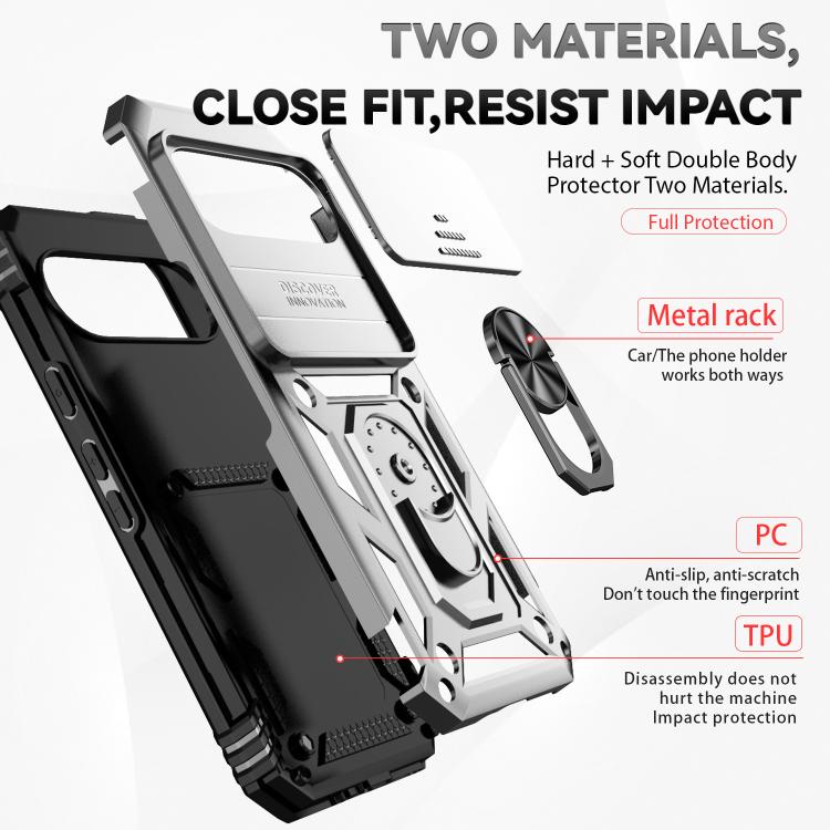 For Google Pixel 10 Pro Sliding Camshield Holder Phone Case(Silver) - Google Cases by buy2fix | Online Shopping UK | buy2fix