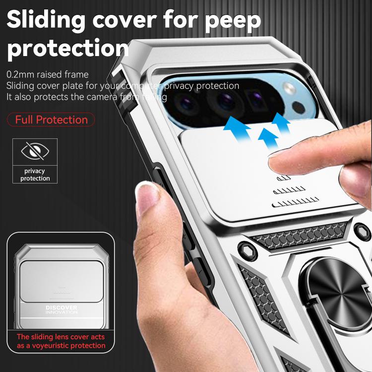 For Google Pixel 10 Pro Sliding Camshield Holder Phone Case(Silver) - Google Cases by buy2fix | Online Shopping UK | buy2fix