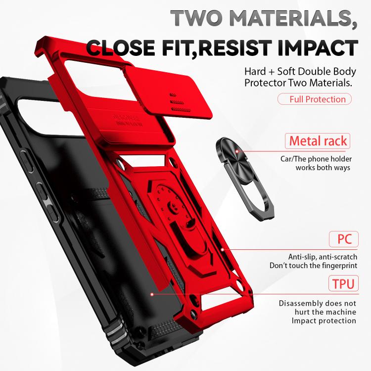 For Google Pixel 10 Pro XL Sliding Camshield Holder Phone Case(Red) - Google Cases by buy2fix | Online Shopping UK | buy2fix