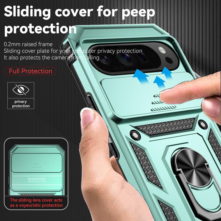 For Google Pixel 10 Pro XL Sliding Camshield Holder Phone Case(Green) - Google Cases by buy2fix | Online Shopping UK | buy2fix
