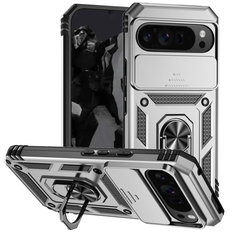 For Google Pixel 10 Pro XL Sliding Camshield Holder Phone Case(Silver) - Google Cases by buy2fix | Online Shopping UK | buy2fix