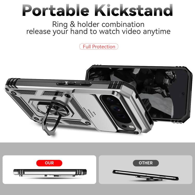 For Google Pixel 10 Pro XL Sliding Camshield Holder Phone Case(Silver) - Google Cases by buy2fix | Online Shopping UK | buy2fix