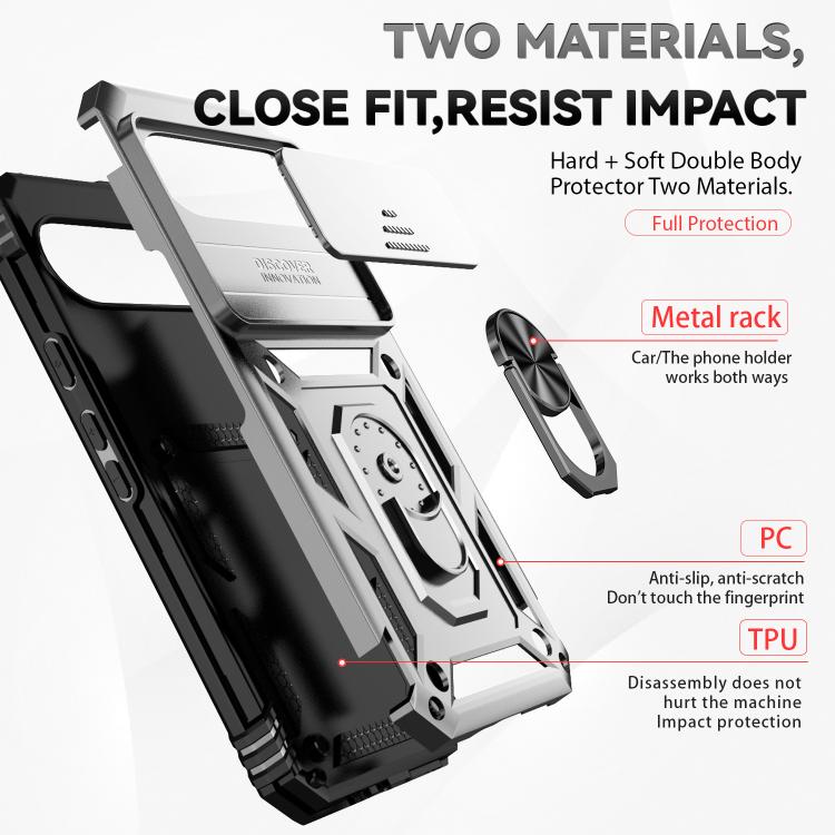 For Google Pixel 10 Pro XL Sliding Camshield Holder Phone Case(Silver) - Google Cases by buy2fix | Online Shopping UK | buy2fix