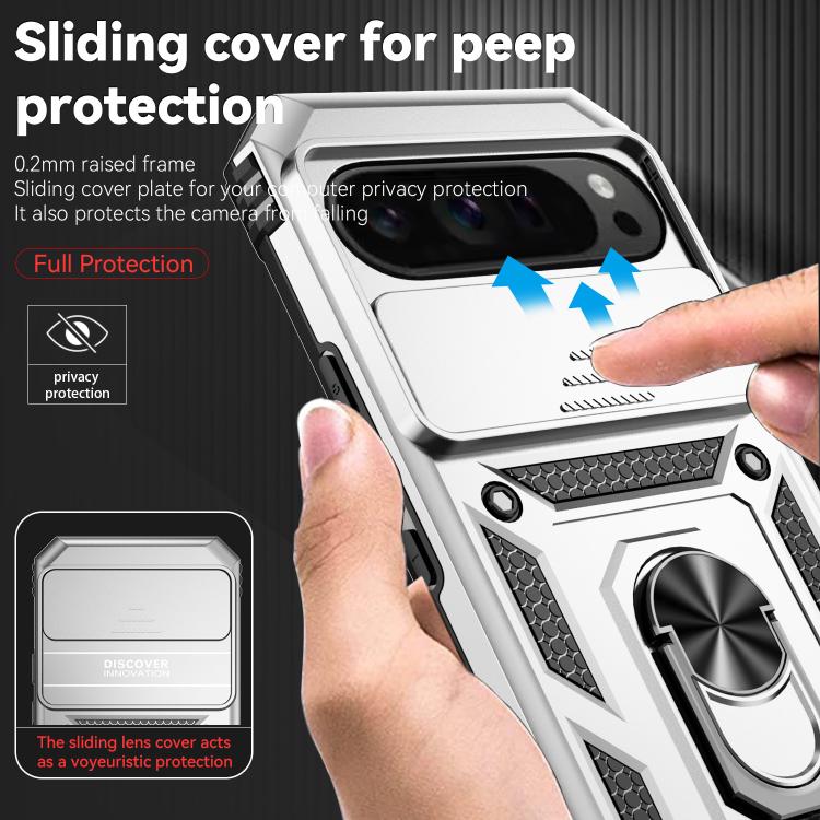 For Google Pixel 10 Pro XL Sliding Camshield Holder Phone Case(Silver) - Google Cases by buy2fix | Online Shopping UK | buy2fix