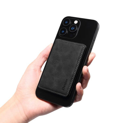 Denior V18 Magsafe Wallet Retro Texture Leather RFID Photo Frame Card Holder Bag(Black) - Adhesive Card Holders by Denior | Online Shopping UK | buy2fix