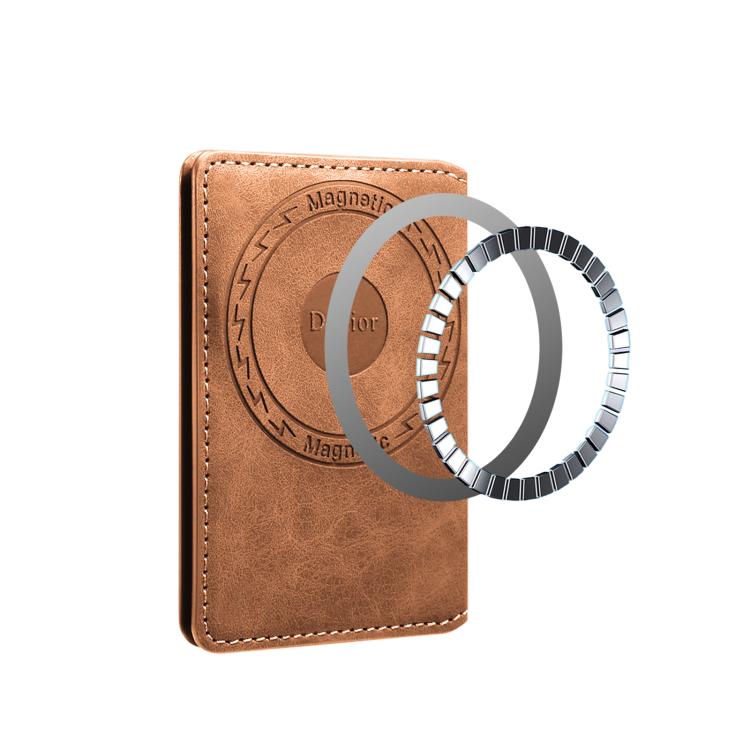 Denior V18 Magsafe Wallet Retro Texture Leather RFID Photo Frame Card Holder Bag(Brown) - Adhesive Card Holders by Denior | Online Shopping UK | buy2fix