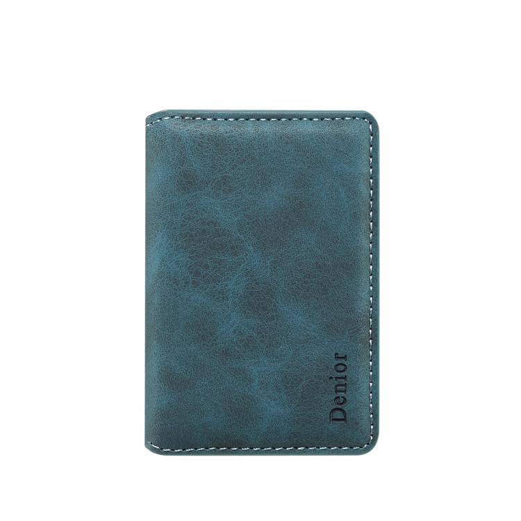 Denior V18 Magsafe Wallet Retro Texture Leather RFID Photo Frame Card Holder Bag(Blue) - Adhesive Card Holders by Denior | Online Shopping UK | buy2fix
