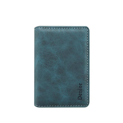 Denior V18 Magsafe Wallet Retro Texture Leather RFID Photo Frame Card Holder Bag(Blue) - Adhesive Card Holders by Denior | Online Shopping UK | buy2fix