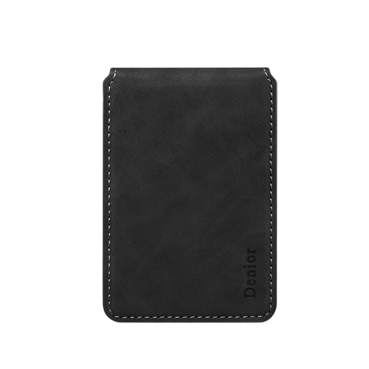 Denior V19 Magsafe Wallet Retro Texture Leather RFID Flip Card Holder Bag(Black) - Adhesive Card Holders by Denior | Online Shopping UK | buy2fix