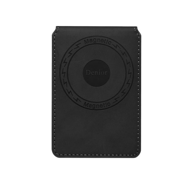 Denior V19 Magsafe Wallet Retro Texture Leather RFID Flip Card Holder Bag(Black) - Adhesive Card Holders by Denior | Online Shopping UK | buy2fix