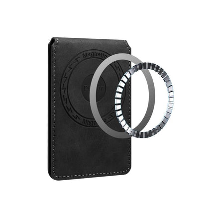 Denior V19 Magsafe Wallet Retro Texture Leather RFID Flip Card Holder Bag(Black) - Adhesive Card Holders by Denior | Online Shopping UK | buy2fix