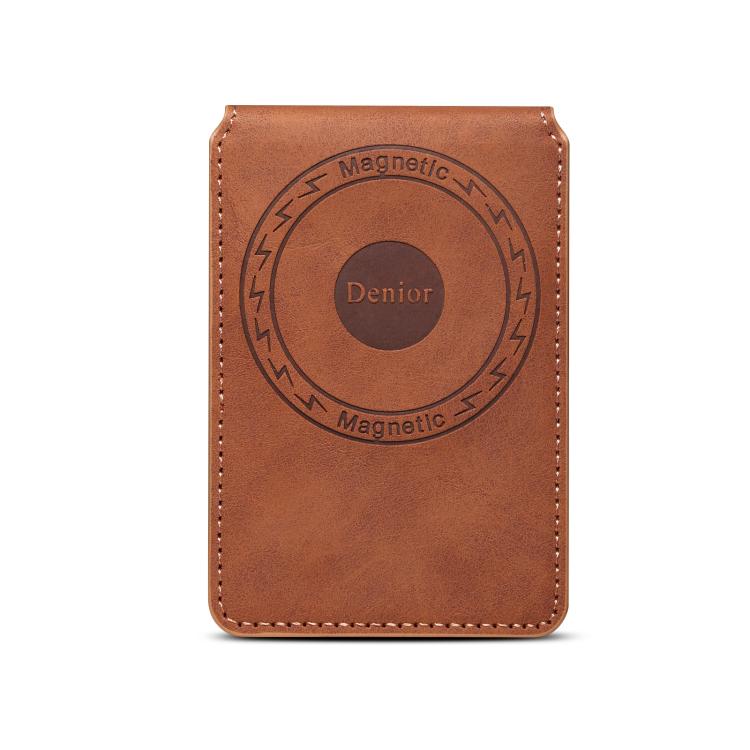 Denior V19 Magsafe Wallet Retro Texture Leather RFID Flip Card Holder Bag(Brown) - Adhesive Card Holders by Denior | Online Shopping UK | buy2fix