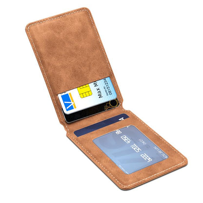 Denior V19 Magsafe Wallet Retro Texture Leather RFID Flip Card Holder Bag(Brown) - Adhesive Card Holders by Denior | Online Shopping UK | buy2fix