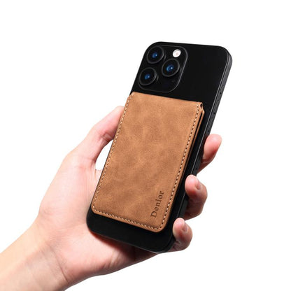 Denior V19 Magsafe Wallet Retro Texture Leather RFID Flip Card Holder Bag(Brown) - Adhesive Card Holders by Denior | Online Shopping UK | buy2fix