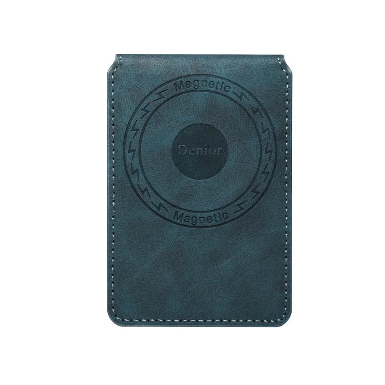 Denior V19 Magsafe Wallet Retro Texture Leather RFID Flip Card Holder Bag(Blue) - Adhesive Card Holders by Denior | Online Shopping UK | buy2fix