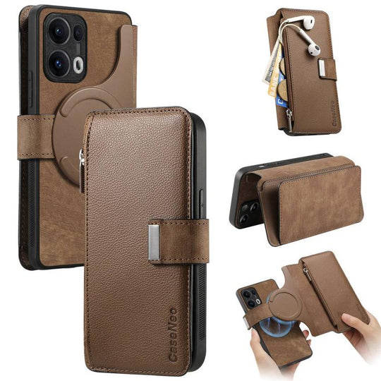 For OPPO Reno13 Pro CaseNeo MagSafe RFID Anti-theft Zipper Wallet Retro Leather Phone Case(Brown)