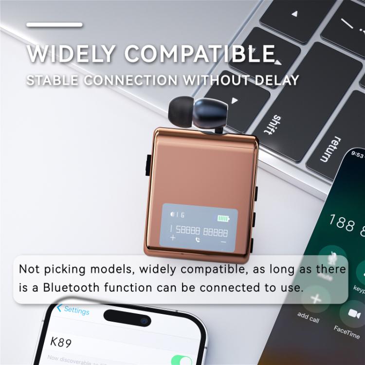 K89 Business Lavalier Single Ear Bluetooth Earphones(Silver) - Bluetooth Earphone by buy2fix | Online Shopping UK | buy2fix