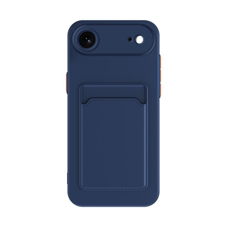 For iPhone Air Skin Feel Card Contrast Color Button TPU Phone Case(Dark Blue) - iPhone Air Cases by buy2fix | Online Shopping UK | buy2fix