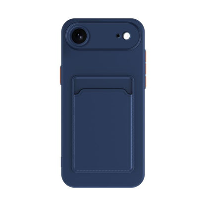 For iPhone Air Skin Feel Card Contrast Color Button TPU Phone Case(Dark Blue) - iPhone Air Cases by buy2fix | Online Shopping UK | buy2fix