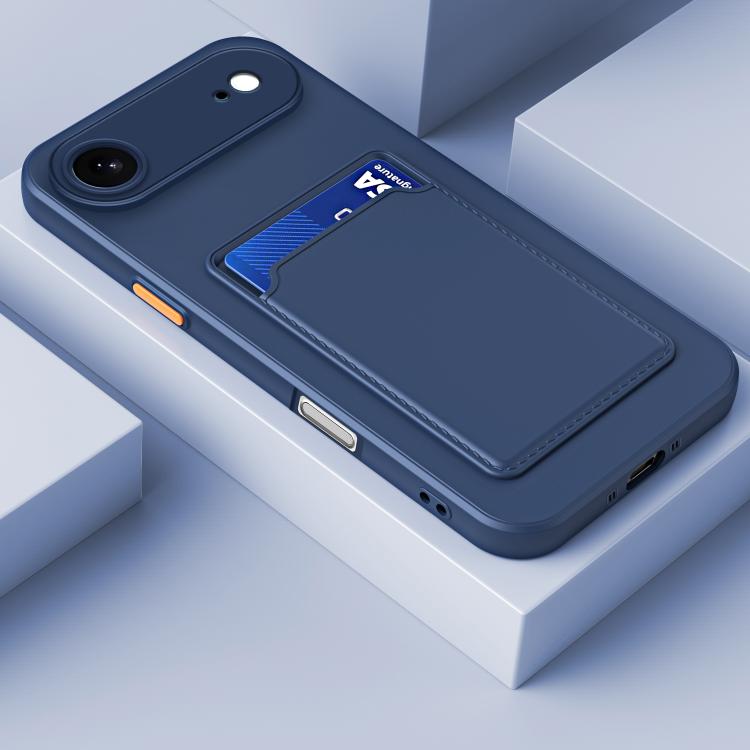 For iPhone Air Skin Feel Card Contrast Color Button TPU Phone Case(Dark Blue) - iPhone Air Cases by buy2fix | Online Shopping UK | buy2fix