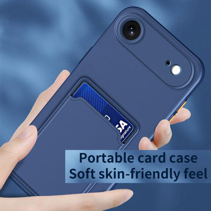 For iPhone Air Skin Feel Card Contrast Color Button TPU Phone Case(Dark Blue) - iPhone Air Cases by buy2fix | Online Shopping UK | buy2fix