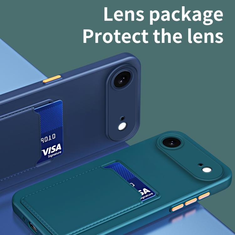 For iPhone Air Skin Feel Card Contrast Color Button TPU Phone Case(Dark Blue) - iPhone Air Cases by buy2fix | Online Shopping UK | buy2fix