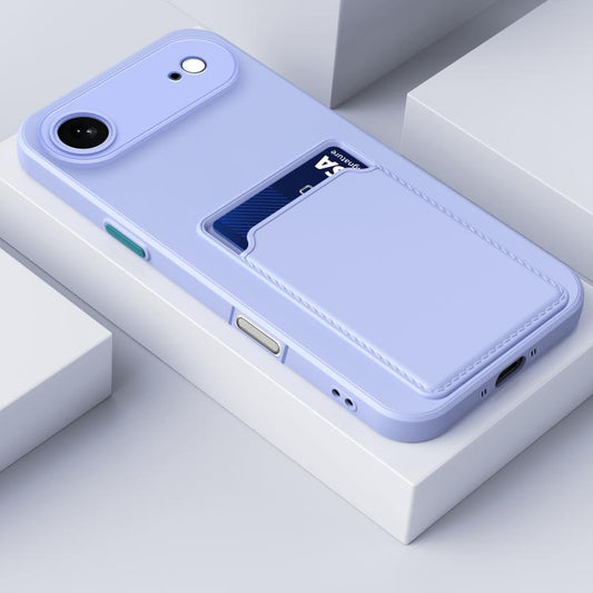 For iPhone Air Skin Feel Card Contrast Color Button TPU Phone Case(Purple) - iPhone Air Cases by buy2fix | Online Shopping UK | buy2fix