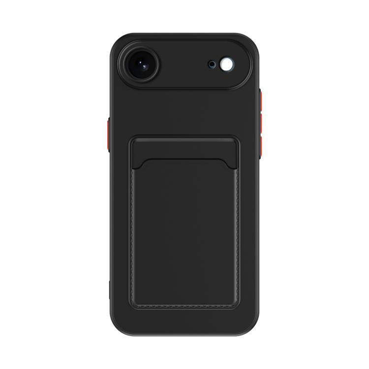 For iPhone Air Skin Feel Card Contrast Color Button TPU Phone Case(Black) - iPhone Air Cases by buy2fix | Online Shopping UK | buy2fix