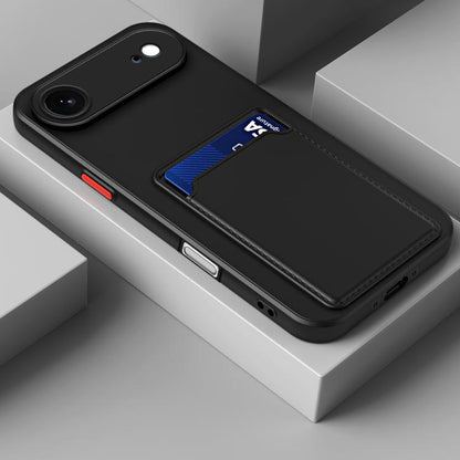 For iPhone Air Skin Feel Card Contrast Color Button TPU Phone Case(Black) - iPhone Air Cases by buy2fix | Online Shopping UK | buy2fix