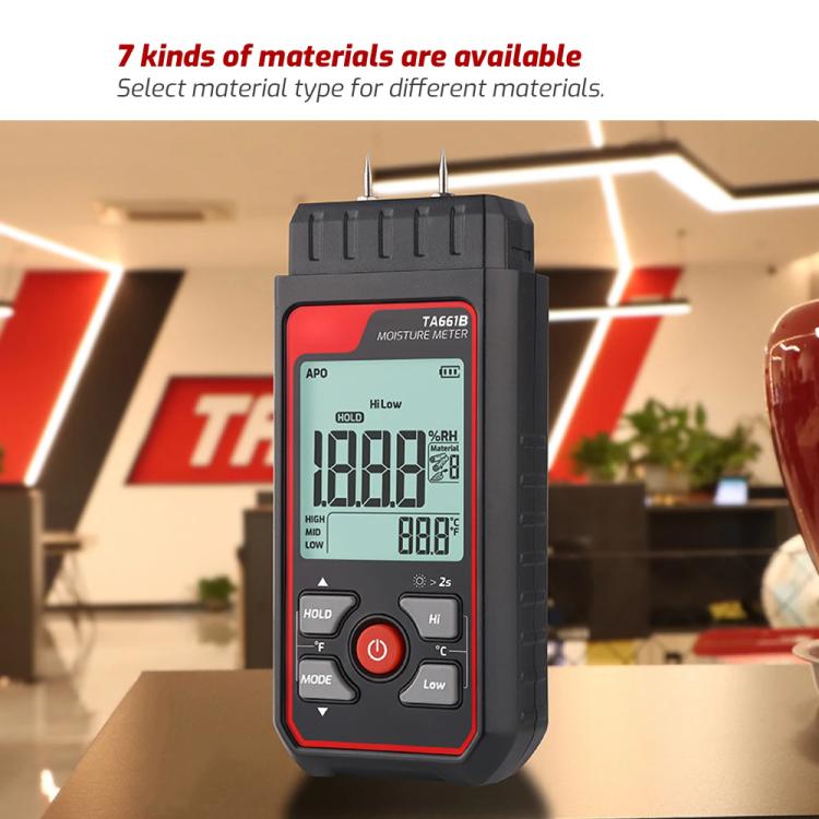 TASI TA661B Wood Moisture Meter Quickly Measure Moisture Content Tester Temperature Humidity Detector(Black) - PH & Moisture Meter by TASI | Online Shopping UK | buy2fix