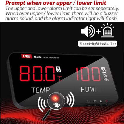 TRSI TA623A Industrial Wall-mounted Thermometer Hygrometer, Built-in Probe - Thermostat & Thermometer by TASI | Online Shopping UK | buy2fix