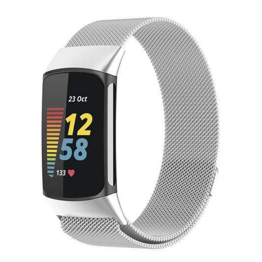 For Fitbit Charge 6 / 5 xDfind Milanese Magnetic Metal Watch Band, Size:S(Silver) - Watch Bands by xDfind | Online Shopping UK | buy2fix