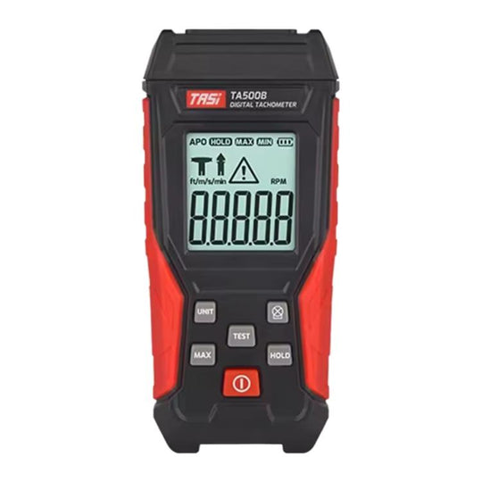 TASI TA500B Contact Measurement Laser Tachometer Digital Display Measuring Speed Meter(Black Red)