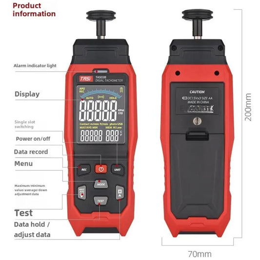 TASI Contact Portable Measuring Speed Meter Digital Display Laser Tachometer - Tachometers & Anemometer by TASI | Online Shopping UK | buy2fix