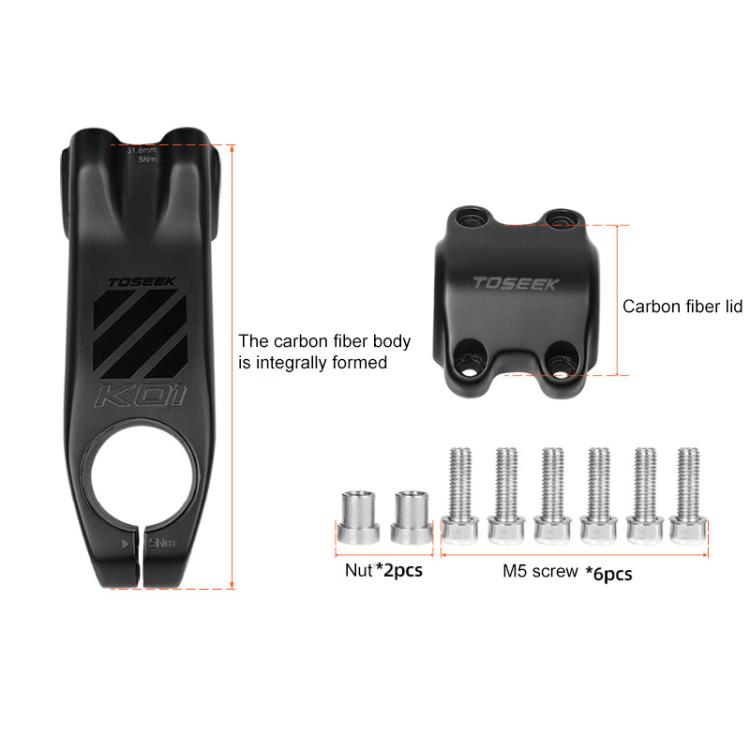 TOSEEK K01 Road Mountain Bike Carbon Fiber Handlebar Riser Faucet, Size:-12 Degree, 120mm(Gloss) - Bicycle Grips by TOSEEK | Online Shopping UK | buy2fix