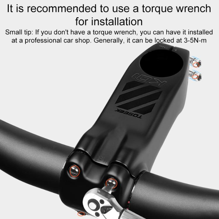 TOSEEK K01 Road Mountain Bike Carbon Fiber Handlebar Riser Faucet, Size:-12 Degree, 120mm(Gloss) - Bicycle Grips by TOSEEK | Online Shopping UK | buy2fix