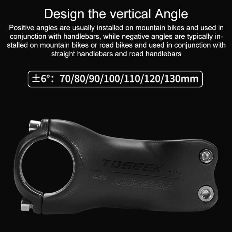 TOSEEK K04 Full Carbon Fiber Brazing Road Mountain Bike Handlebar Riser Faucet, Size:6 Degree, 90mm(Black Grey Silver) - Bicycle Grips by TOSEEK | Online Shopping UK | buy2fix