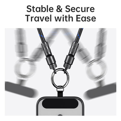 ROCK R15 Type-C to Type-C 60W Phone Lanyard Fast Charging Zinc Alloy Data Cable, Length:30cm(Black) - USB-C & Type-C Cable by ROCK | Online Shopping UK | buy2fix
