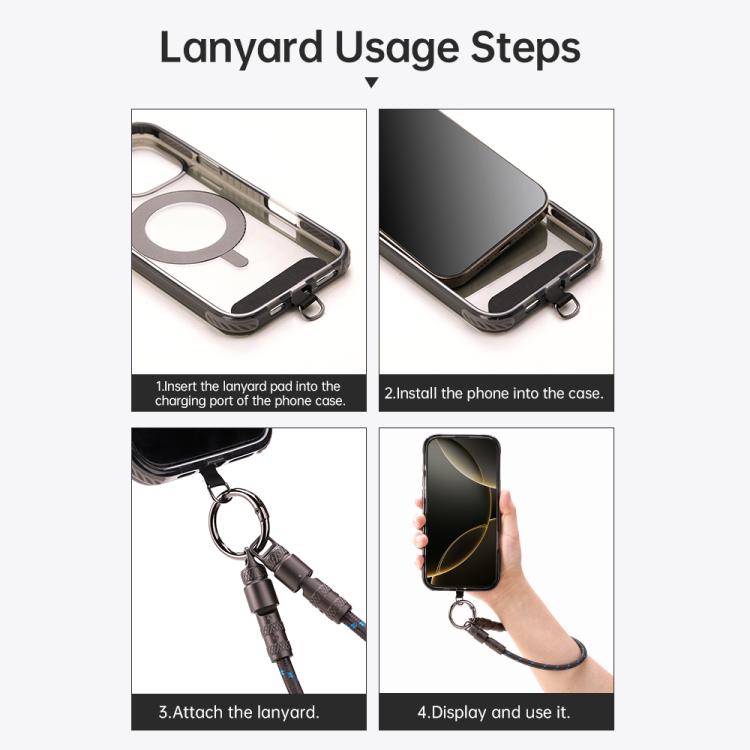 ROCK R15 Type-C to Type-C 60W Phone Lanyard Fast Charging Zinc Alloy Data Cable, Length:30cm(Black) - USB-C & Type-C Cable by ROCK | Online Shopping UK | buy2fix
