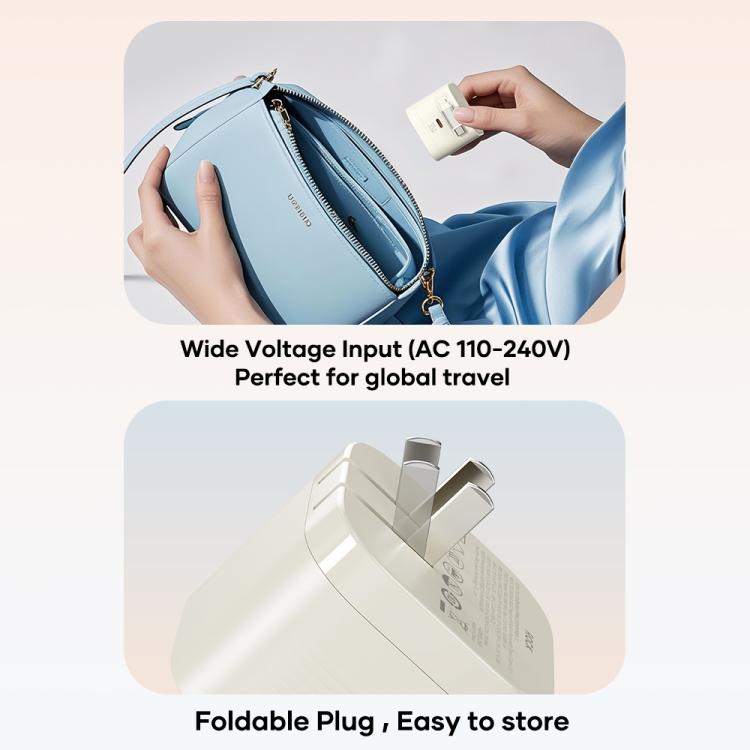 ROCK T90 PD35W Type-C Single Port GaN Wall Charger with Type-C Retractable Cable, UK Plug(Beige) - USB Charger by ROCK | Online Shopping UK | buy2fix